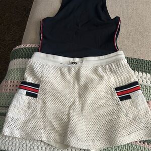 Free People Knit Drawstring Skort(m) & Navy Tank (xs)